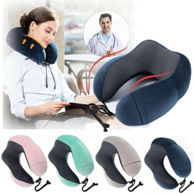Orthopedic Memory Foam Travel Pillow Neck Support Double Arch Support Optimum Comfort Adjustable