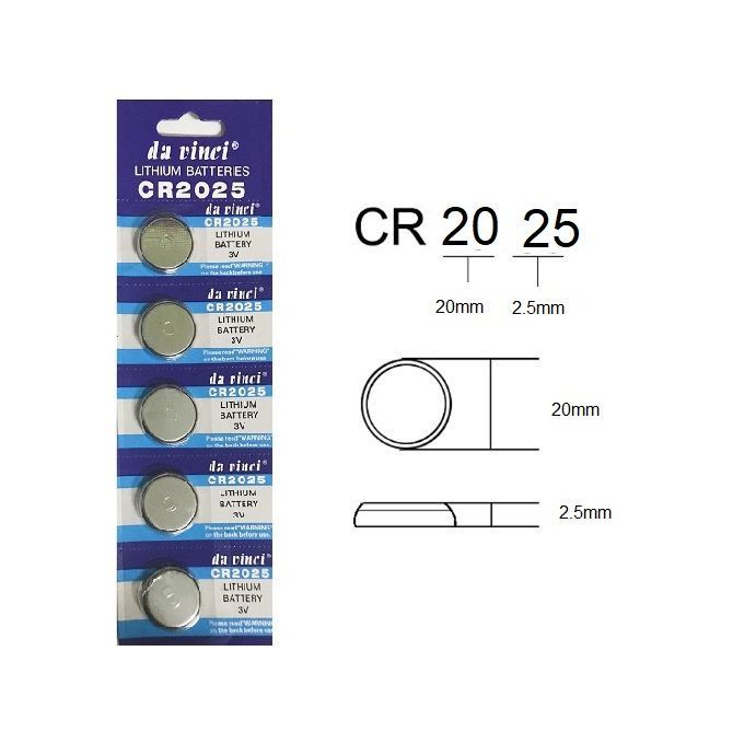 5pcs CR2025 3V Battery Watch Remote Button Cell