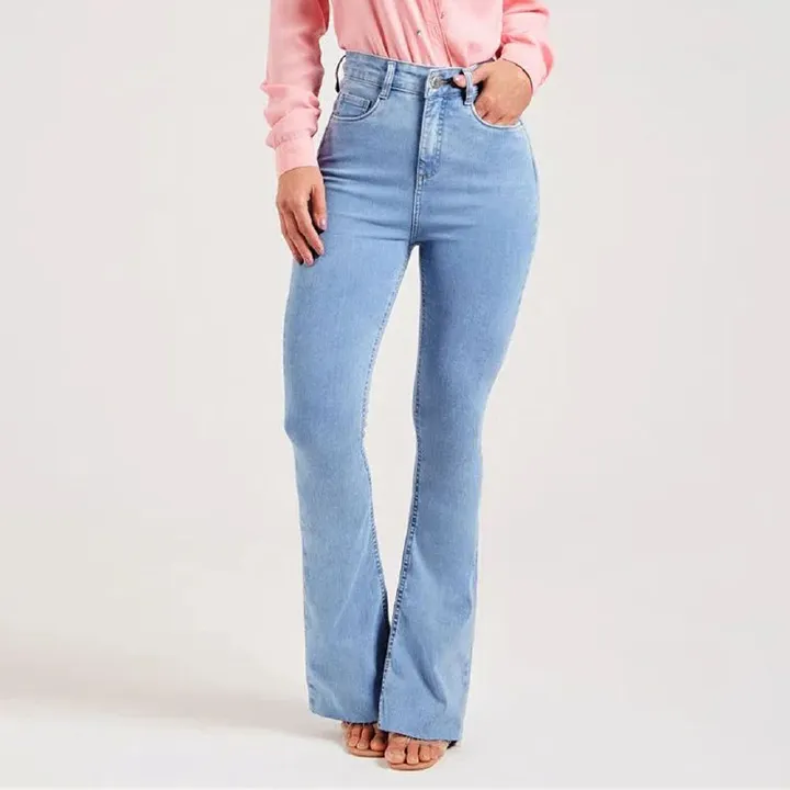 New slim fit stretch fashion light flared pants women's jeans