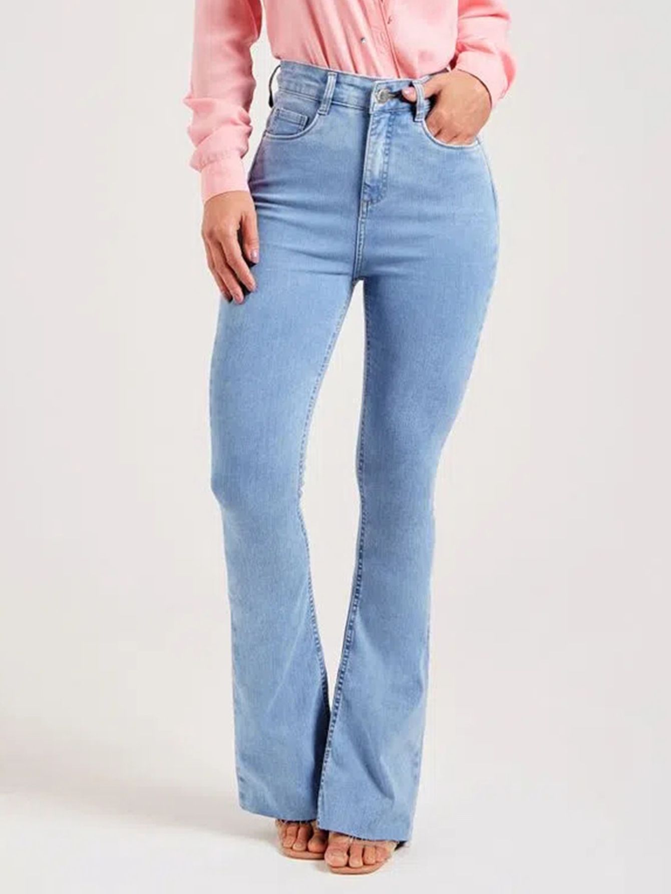 New slim fit stretch fashion light flared pants women's jeans