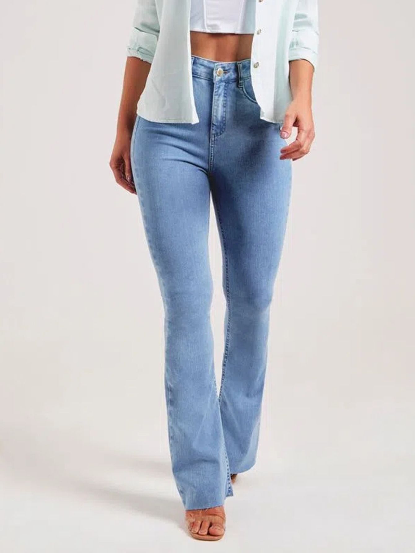 New slim fit stretch fashion light flared pants women's jeans