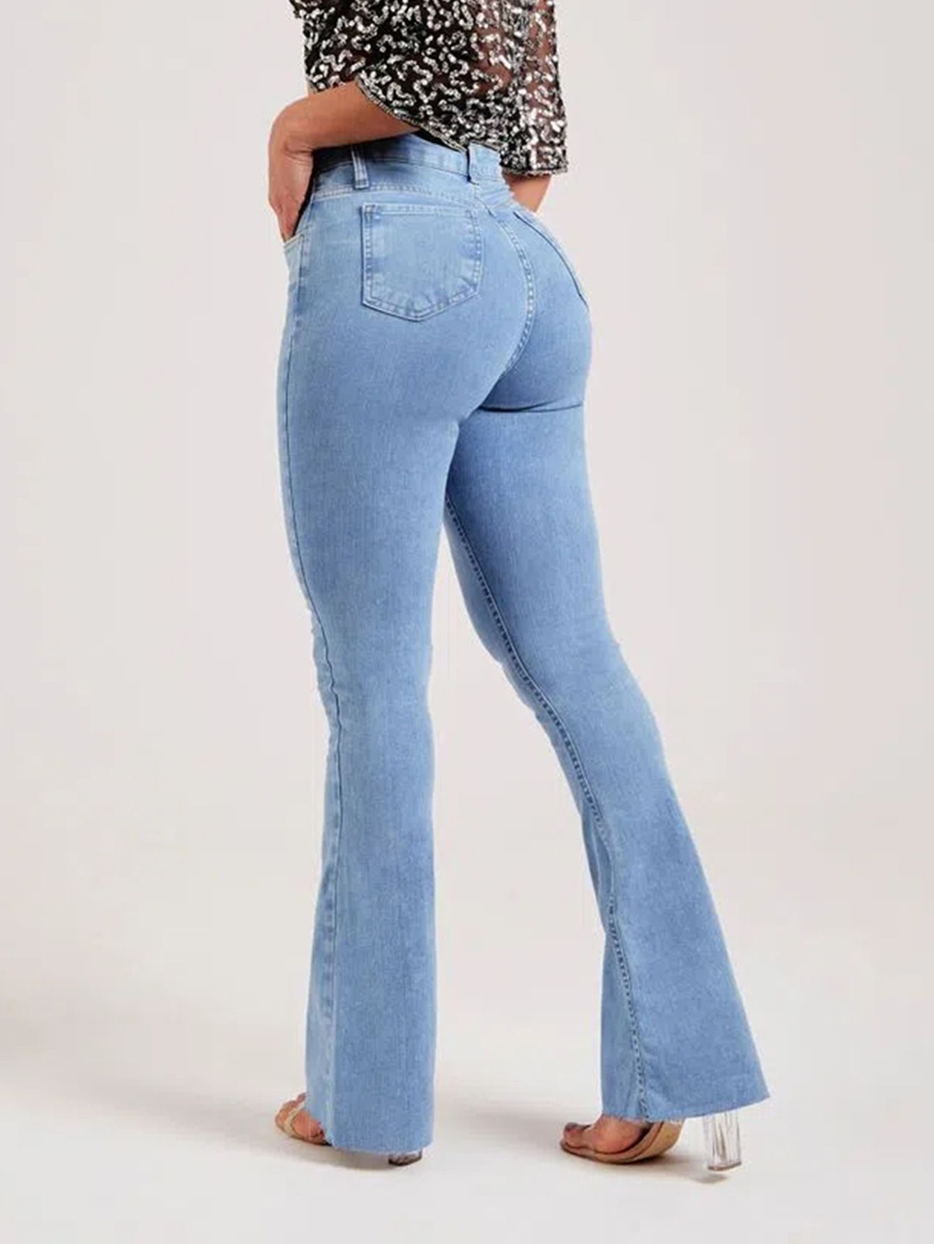 New slim fit stretch fashion light flared pants women's jeans
