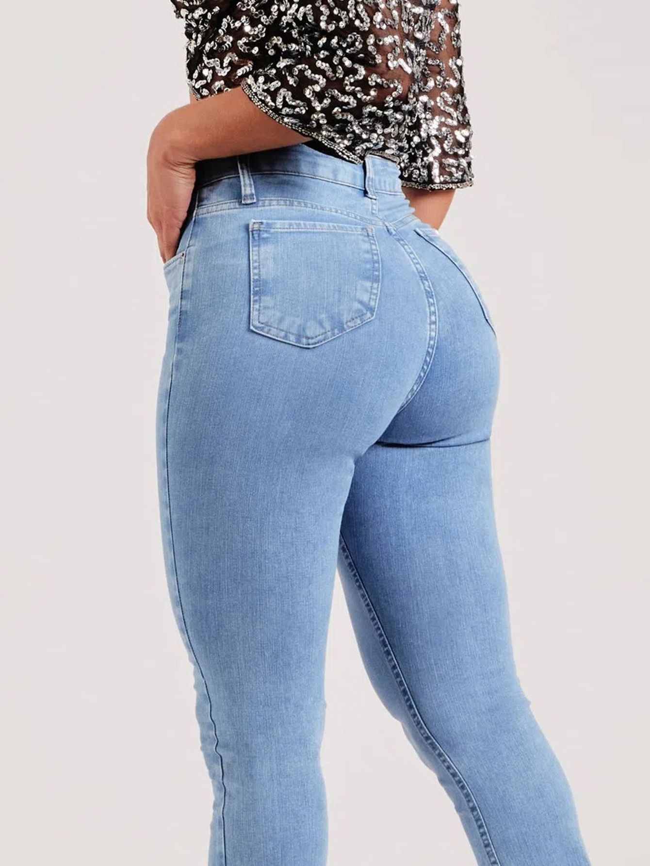 New slim fit stretch fashion light flared pants women's jeans