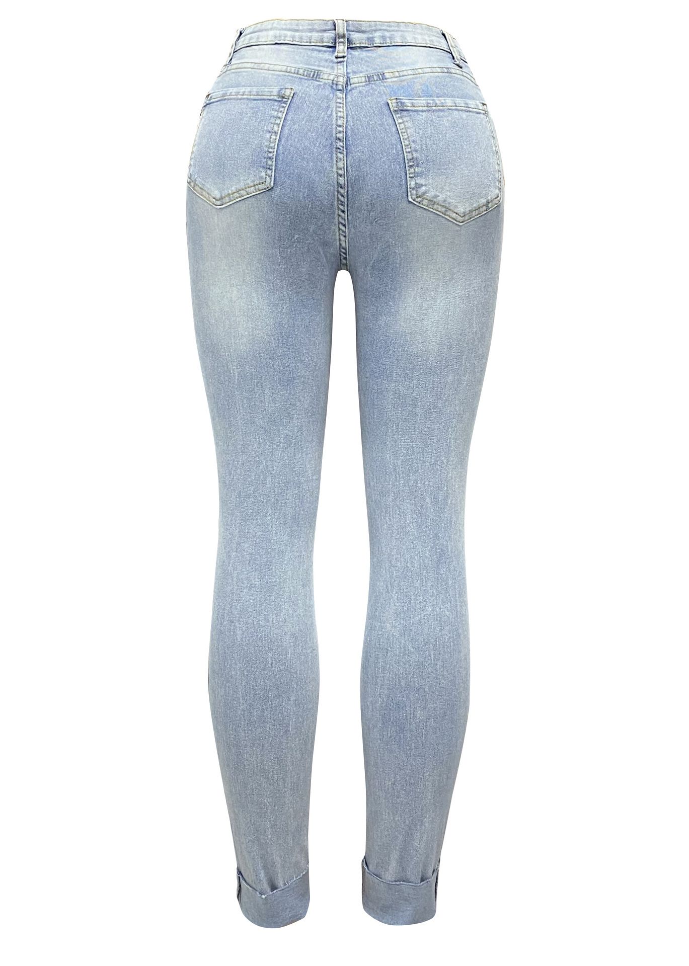 2024 New Ripped High Waist Jeans Women's Fit Design Trousers