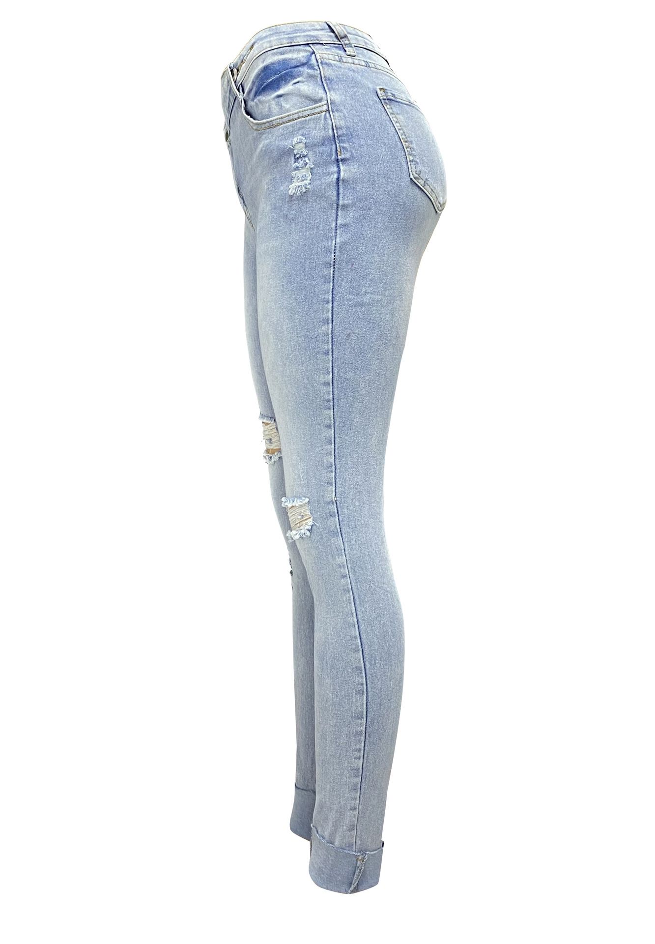 2024 New Ripped High Waist Jeans Women's Fit Design Trousers