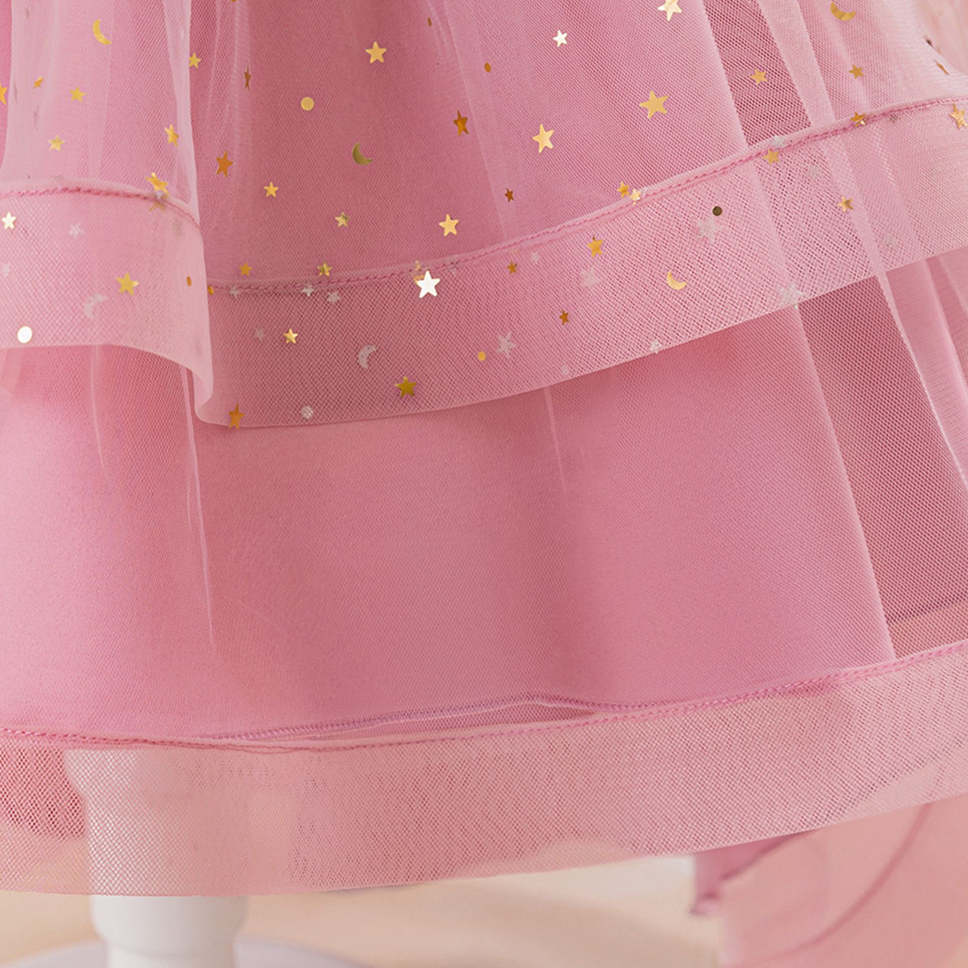 Girls' Dresses, Girls' Birthday Dresses, Children's Evening Dresses, Star Beads, Mesh, Trailing Satin Skirts