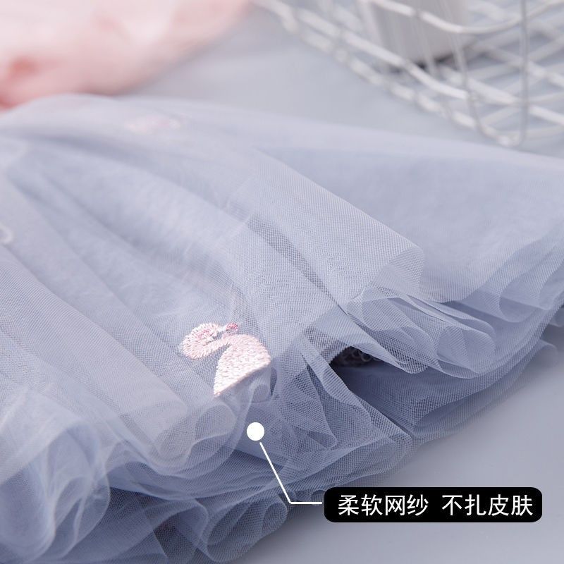 Girls' skirt mesh pleated princess skirt 2024 summer children's summer dress foreign fluffy tulle short skirt
