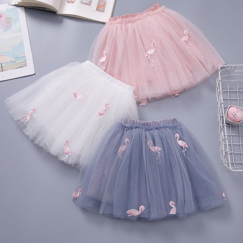 Girls' skirt mesh pleated princess skirt 2024 summer children's summer dress foreign fluffy tulle short skirt