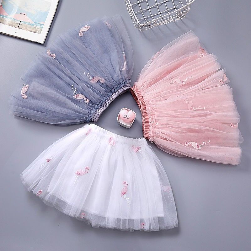 Girls' skirt mesh pleated princess skirt 2024 summer children's summer dress foreign fluffy tulle short skirt