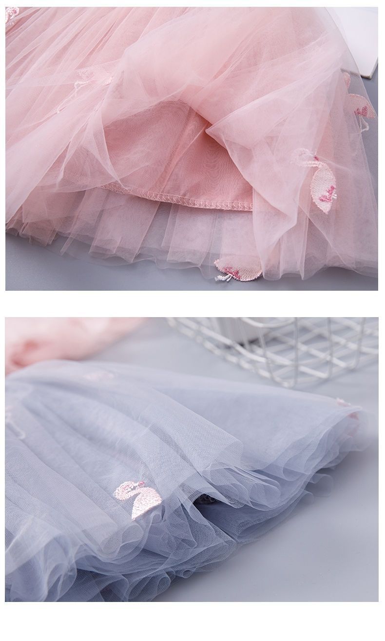 Girls' skirt mesh pleated princess skirt 2024 summer children's summer dress foreign fluffy tulle short skirt