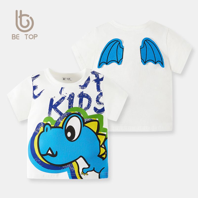 Children's clothing kids t-shirt cartoon flying dinosaur summer baby boy knit sweater round neck