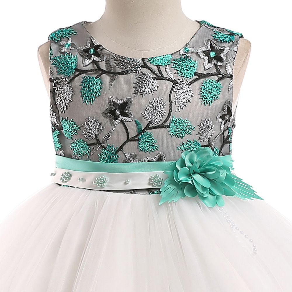 Children's dress embroidered petals color-blocked princess dress show girls dress skirt