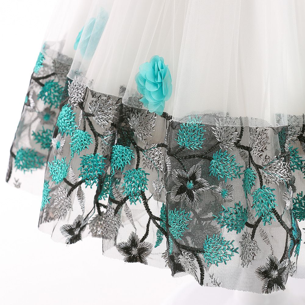 Children's dress embroidered petals color-blocked princess dress show girls dress skirt