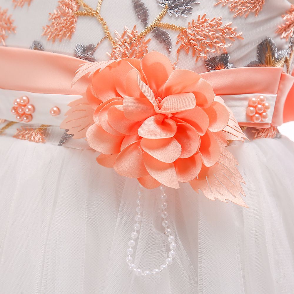 Children's dress embroidered petals color-blocked princess dress show girls dress skirt