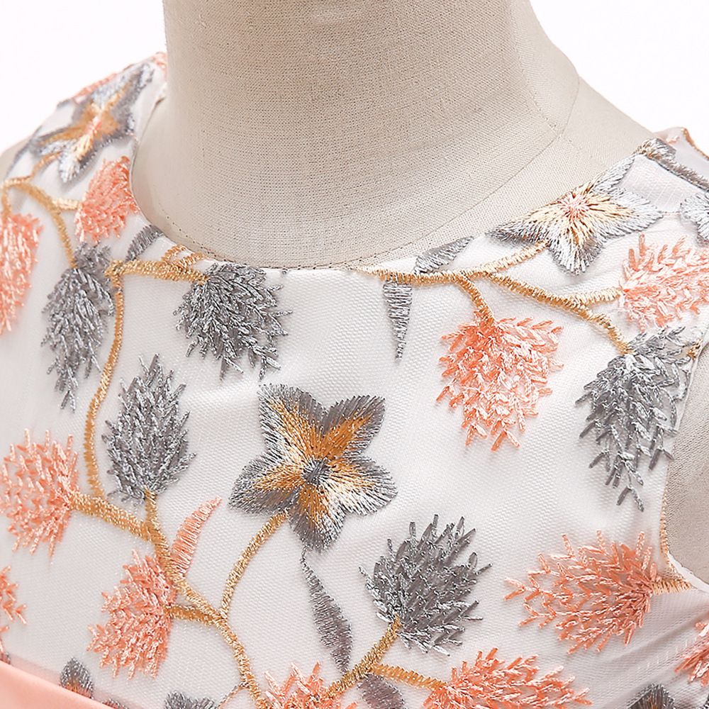 Children's dress embroidered petals color-blocked princess dress show girls dress skirt