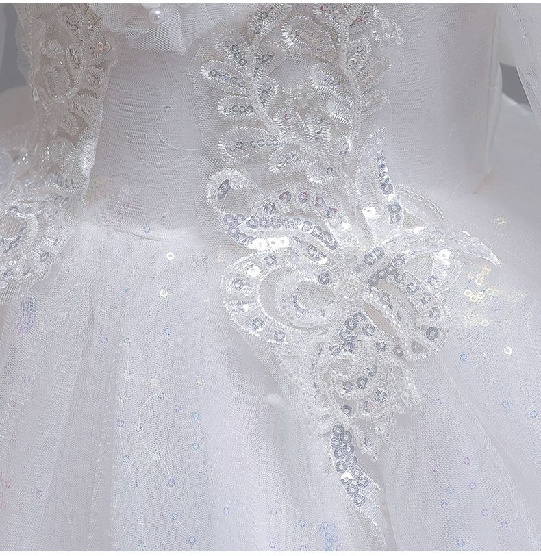 Children's summer tutu wedding dress trail skirt flower children's dress balloon sleeve girl children's dress
