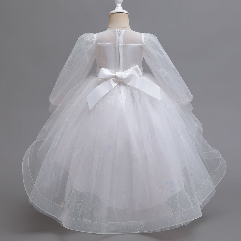 Children's summer tutu wedding dress trail skirt flower children's dress balloon sleeve girl children's dress