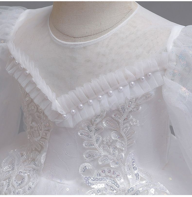 Children's summer tutu wedding dress trail skirt flower children's dress balloon sleeve girl children's dress