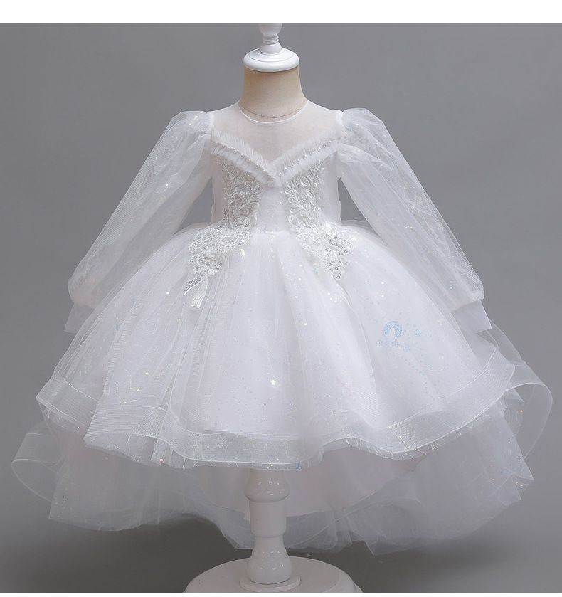 Children's summer tutu wedding dress trail skirt flower children's dress balloon sleeve girl children's dress