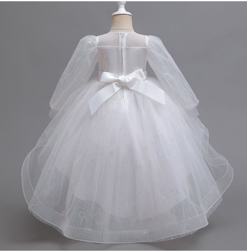 Children's summer tutu wedding dress trail skirt flower children's dress balloon sleeve girl children's dress