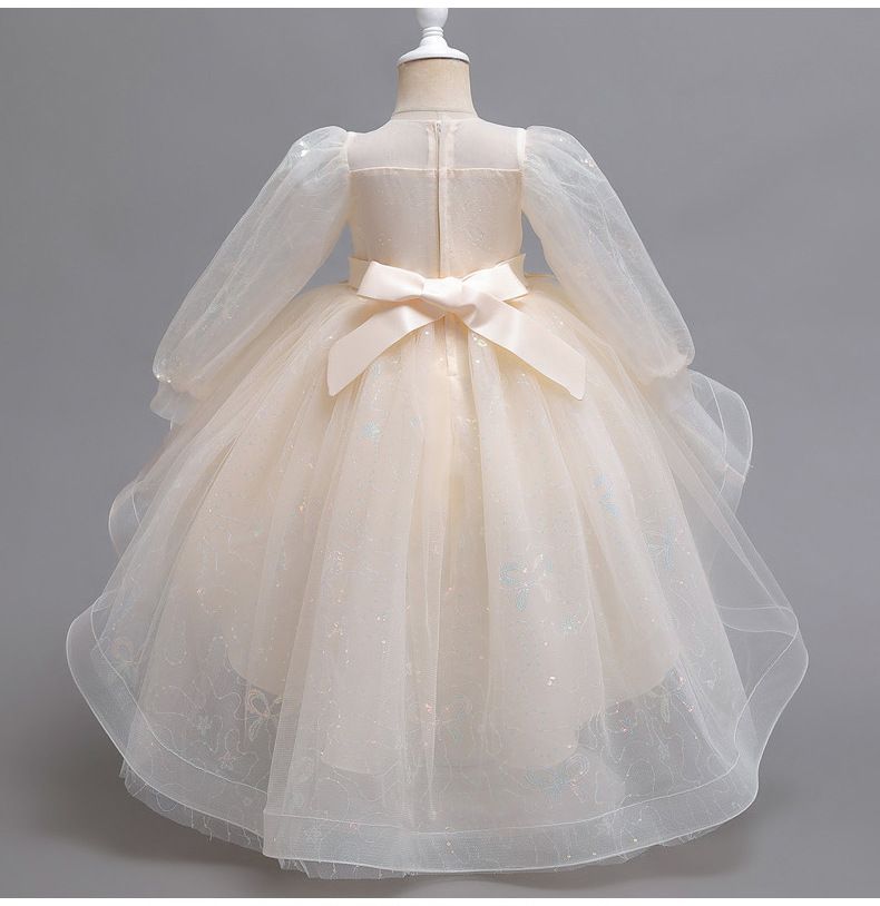 Children's summer tutu wedding dress trail skirt flower children's dress balloon sleeve girl children's dress