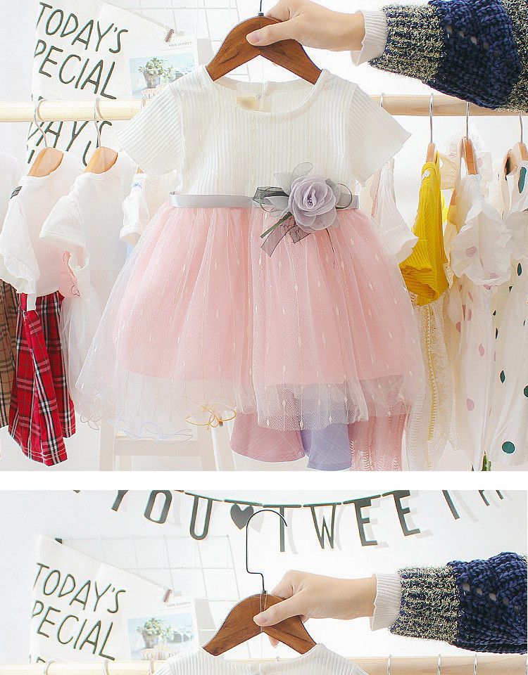 Summer dress girls new children's dress short sleeve mesh princess dress baby girl foreign skirt