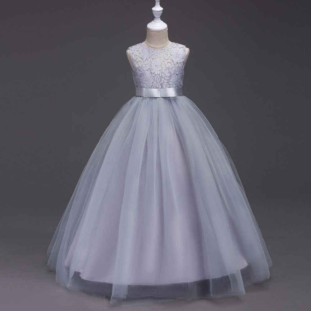 New Children's Dress Princess Dress Medium Kids Lace Wedding Dress Long Puffy Skirt Vest Dress