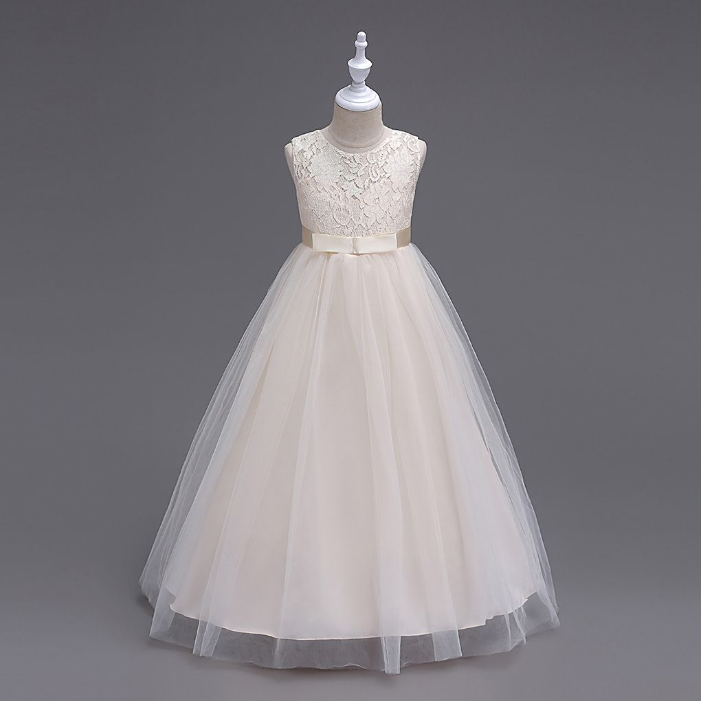 New Children's Dress Princess Dress Medium Kids Lace Wedding Dress Long Puffy Skirt Vest Dress