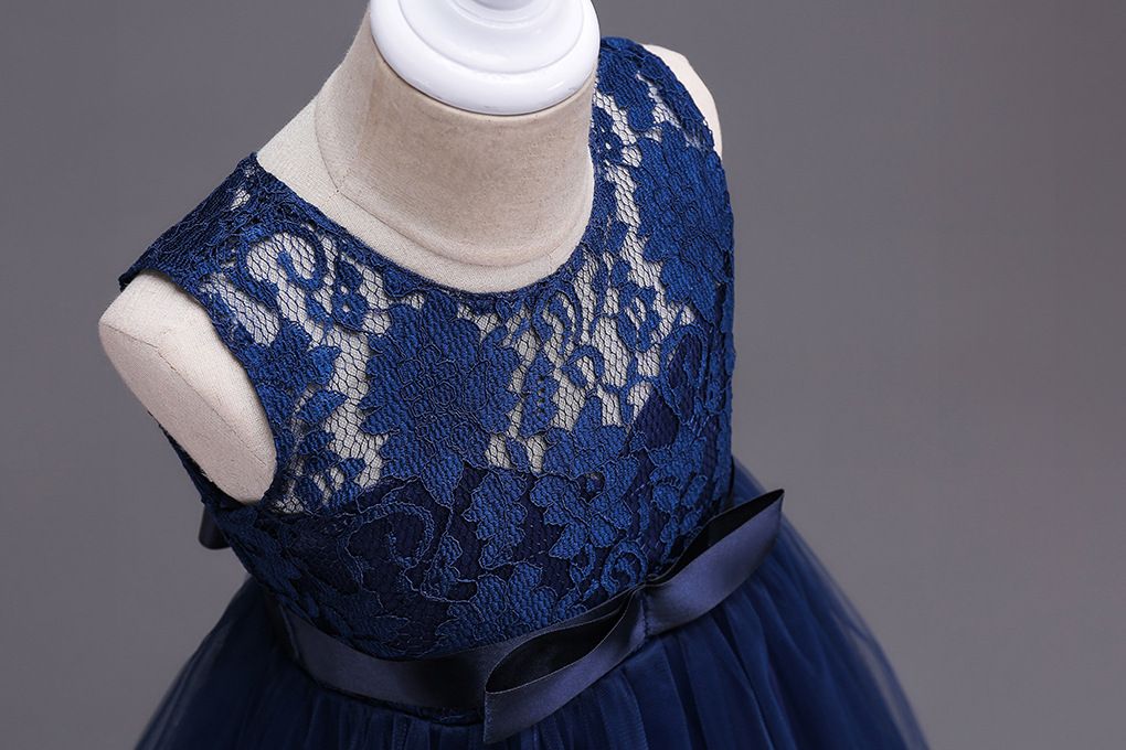 New Children's Dress Princess Dress Medium Kids Lace Wedding Dress Long Puffy Skirt Vest Dress