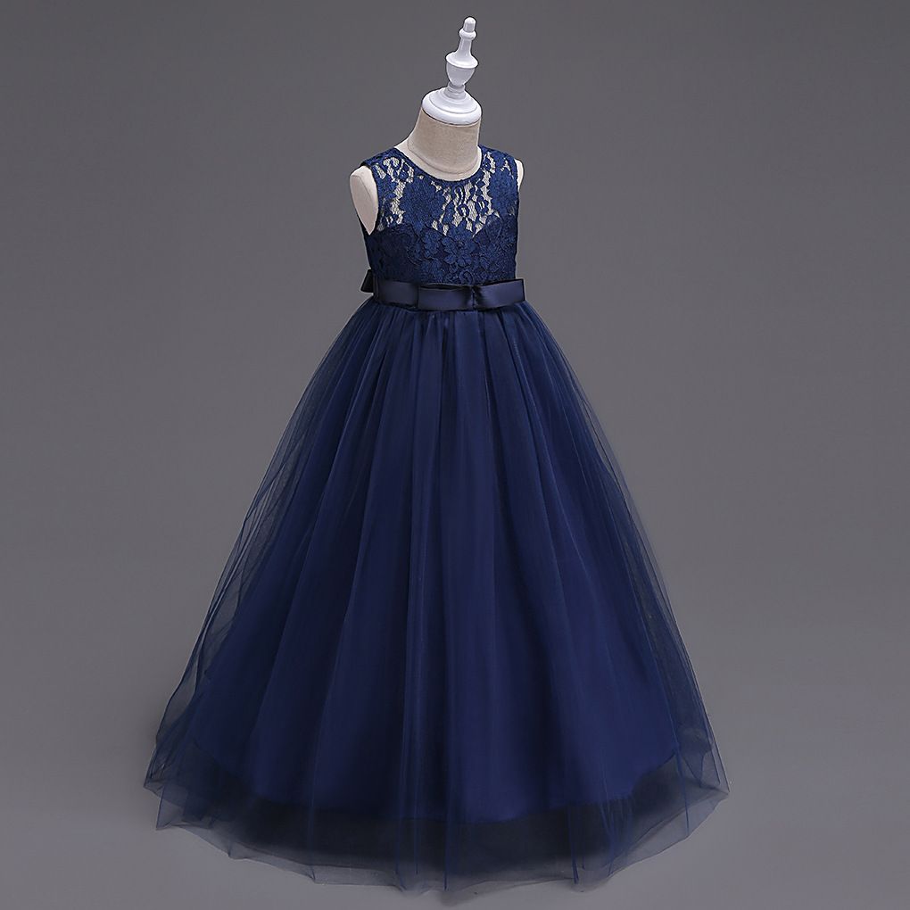 New Children's Dress Princess Dress Medium Kids Lace Wedding Dress Long Puffy Skirt Vest Dress
