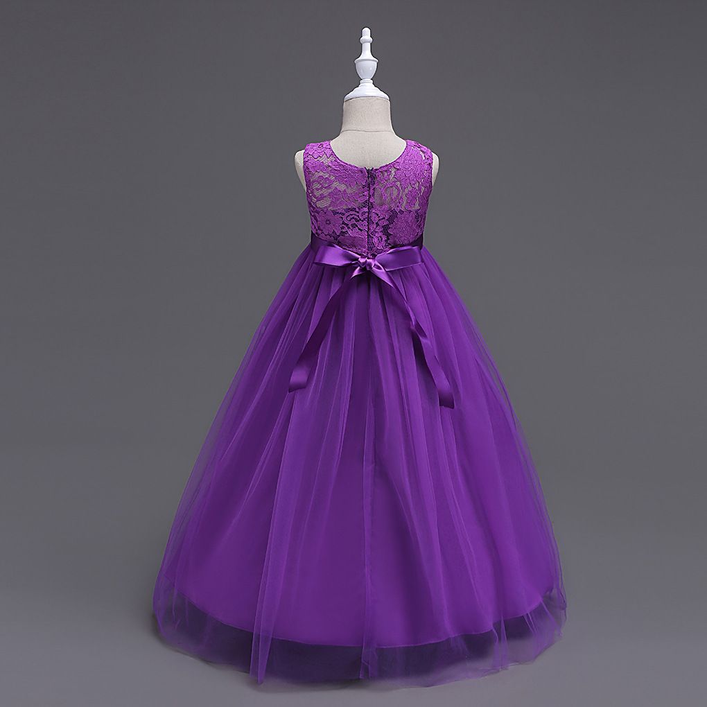 New Children's Dress Princess Dress Medium Kids Lace Wedding Dress Long Puffy Skirt Vest Dress