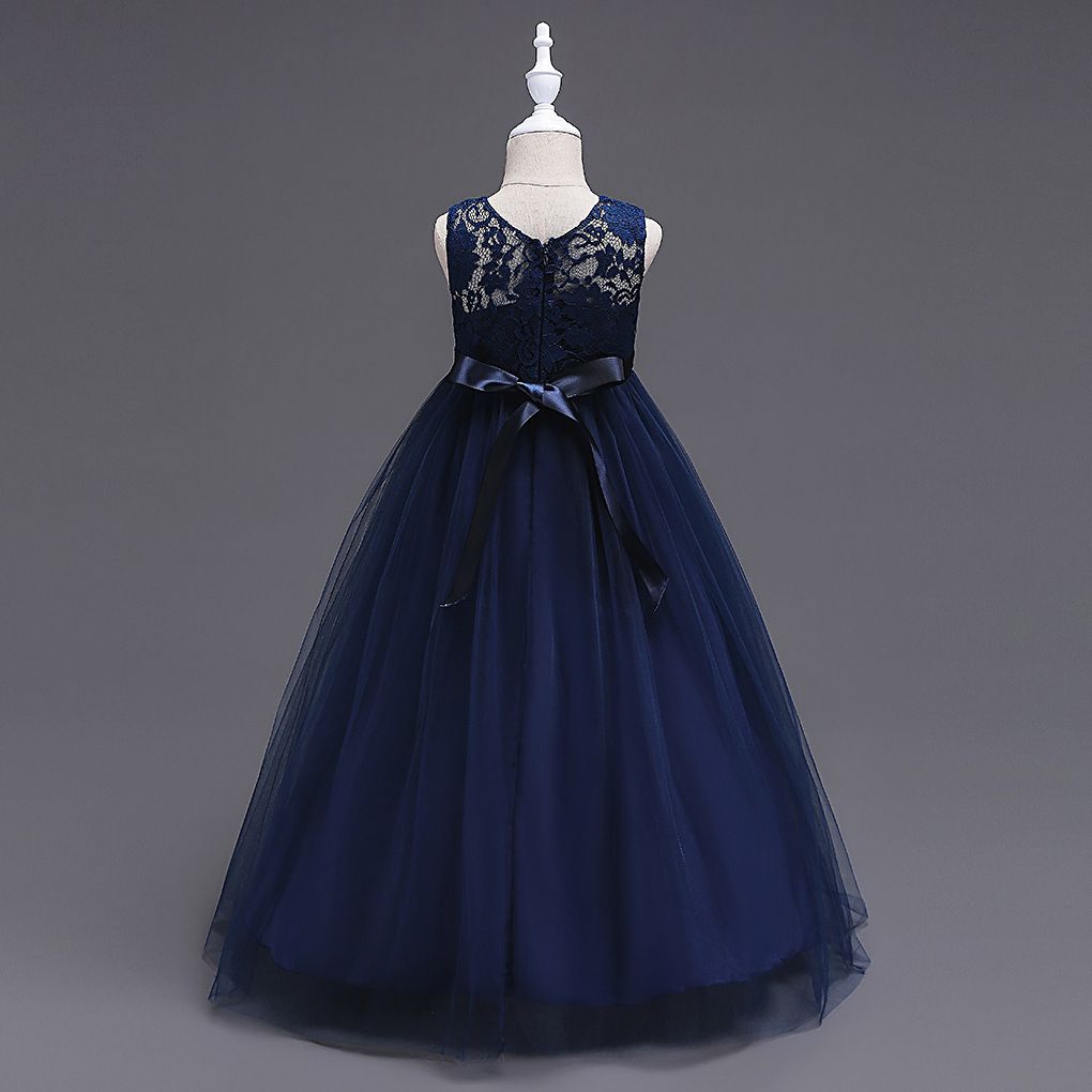 New Children's Dress Princess Dress Medium Kids Lace Wedding Dress Long Puffy Skirt Vest Dress