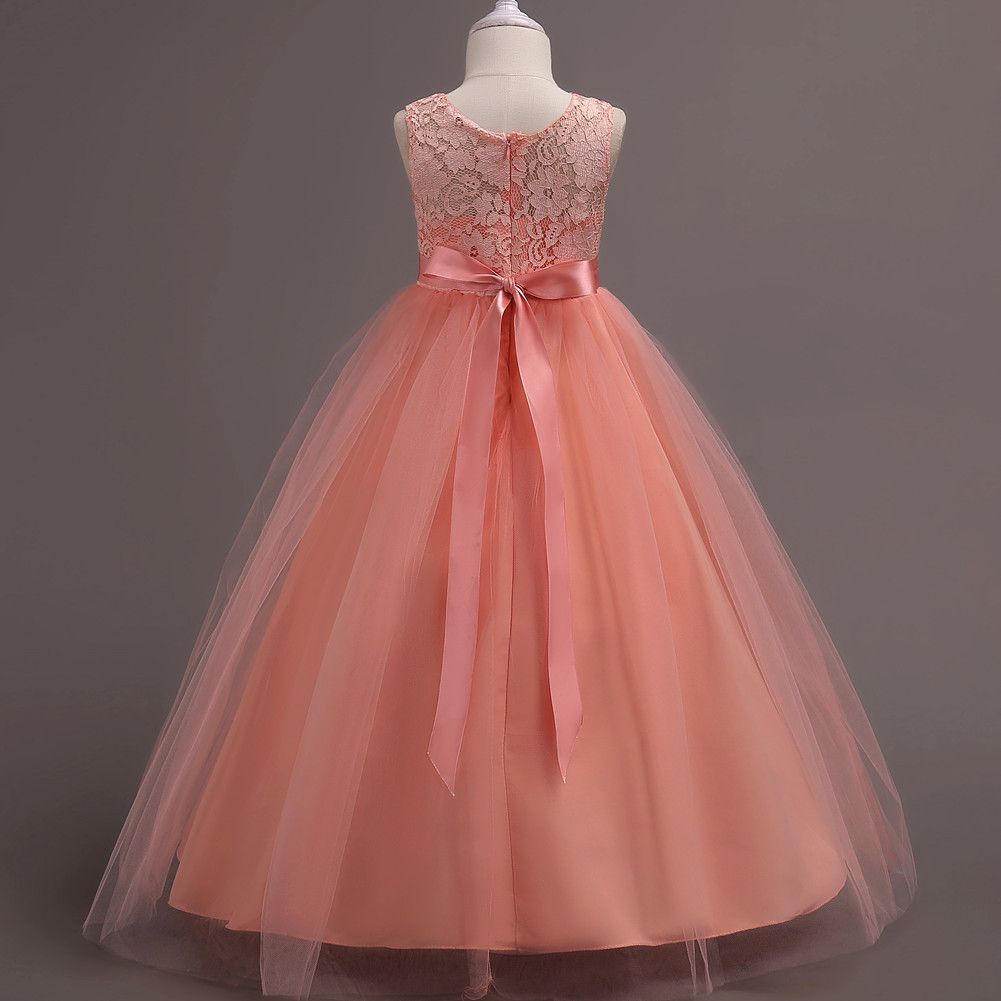 New Children's Dress Princess Dress Medium Kids Lace Wedding Dress Long Puffy Skirt Vest Dress