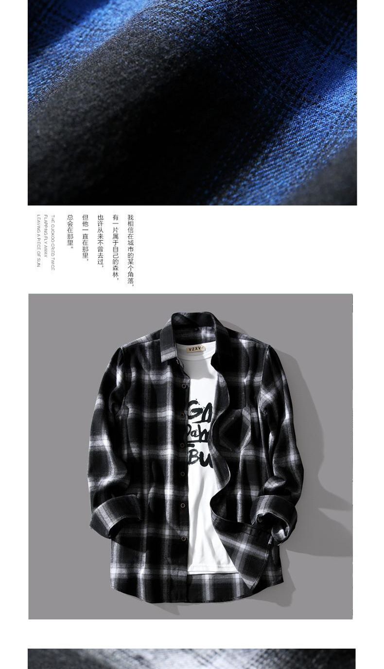 Black and white plaid long-sleeved shirt men's design sense niche retro loose shirt versatile jacket