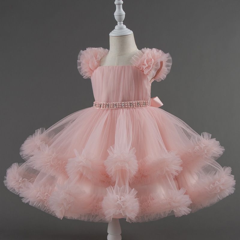 Children's Mesh Dress Puffy Princess Dress Medium Big Kids Dress Girls Dress