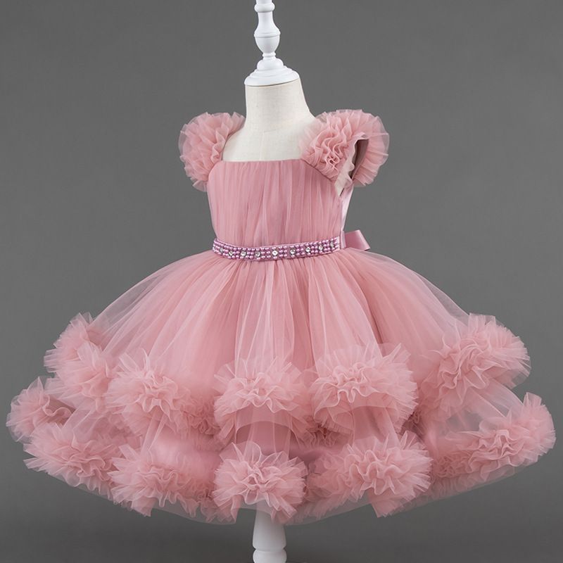 Children's Mesh Dress Puffy Princess Dress Medium Big Kids Dress Girls Dress
