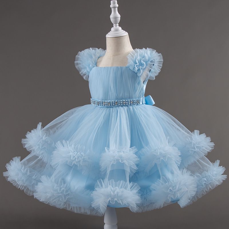 Children's Mesh Dress Puffy Princess Dress Medium Big Kids Dress Girls Dress
