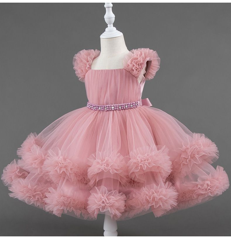 Children's Mesh Dress Puffy Princess Dress Medium Big Kids Dress Girls Dress