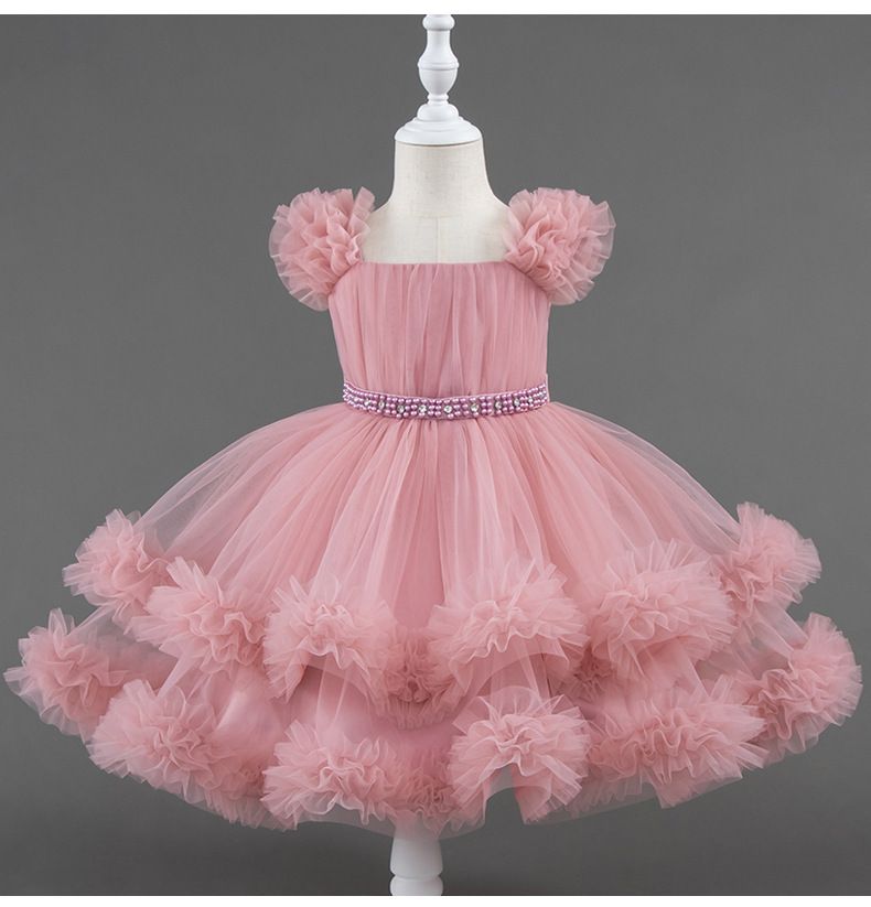Children's Mesh Dress Puffy Princess Dress Medium Big Kids Dress Girls Dress