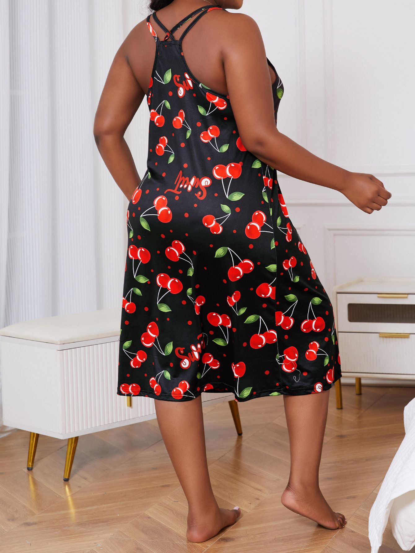 Plus Size Pajamas Women's Casual Home Glamorous Suspenders Nightdress Loungewear Set