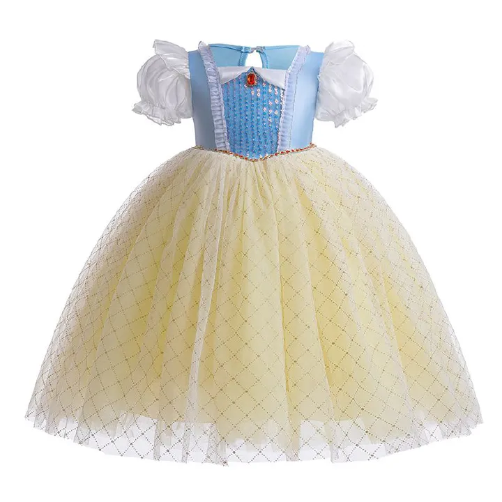 Snow White Girls 2025 New Aisha Dress Kids Short Sleeve Dress Baby Princess Dress