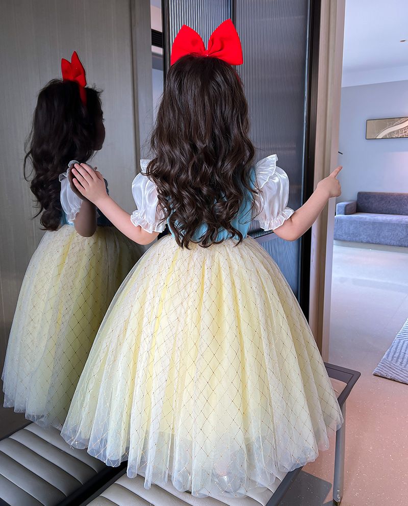 Snow White Girls 2025 New Aisha Dress Kids Short Sleeve Dress Baby Princess Dress