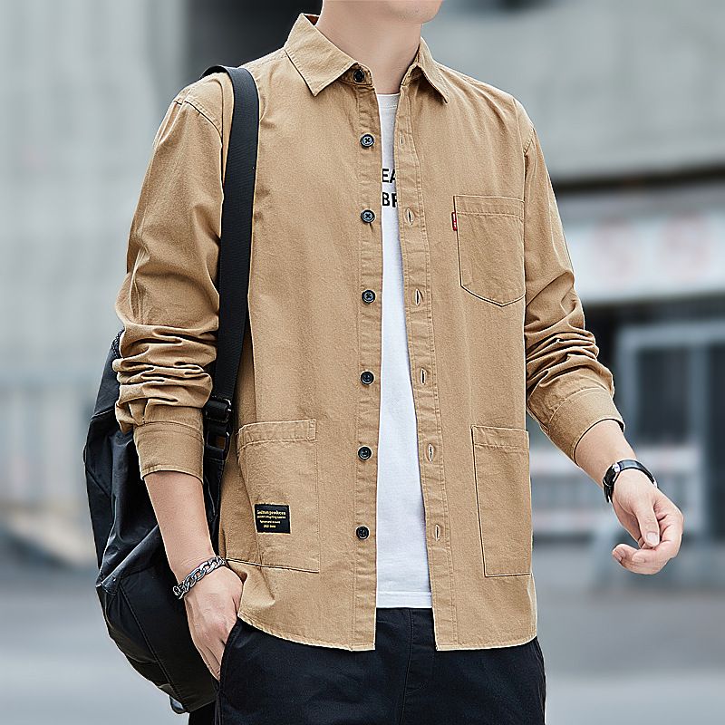 Cotton washed long sleeve cargo shirt men's jacket casual shirt men's wearBeautiful and generous
