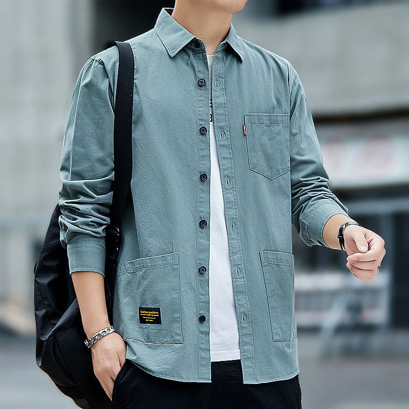Cotton washed long sleeve cargo shirt men's jacket casual shirt men's wearBeautiful and generous