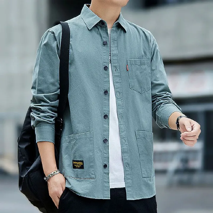 Cotton washed long sleeve cargo shirt men's jacket casual shirt men's wearBeautiful and generous