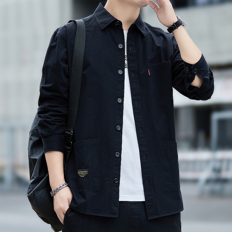 Cotton washed long sleeve cargo shirt men's jacket casual shirt men's wearBeautiful and generous
