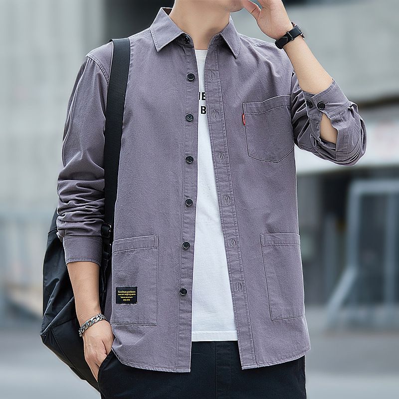 Cotton washed long sleeve cargo shirt men's jacket casual shirt men's wearBeautiful and generous