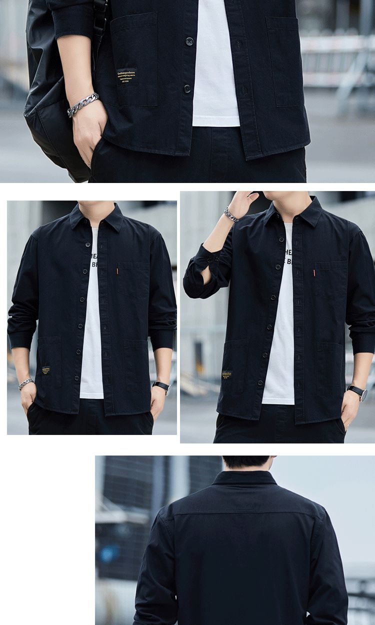 Cotton washed long sleeve cargo shirt men's jacket casual shirt men's wearBeautiful and generous