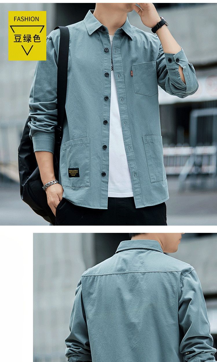 Cotton washed long sleeve cargo shirt men's jacket casual shirt men's wearBeautiful and generous