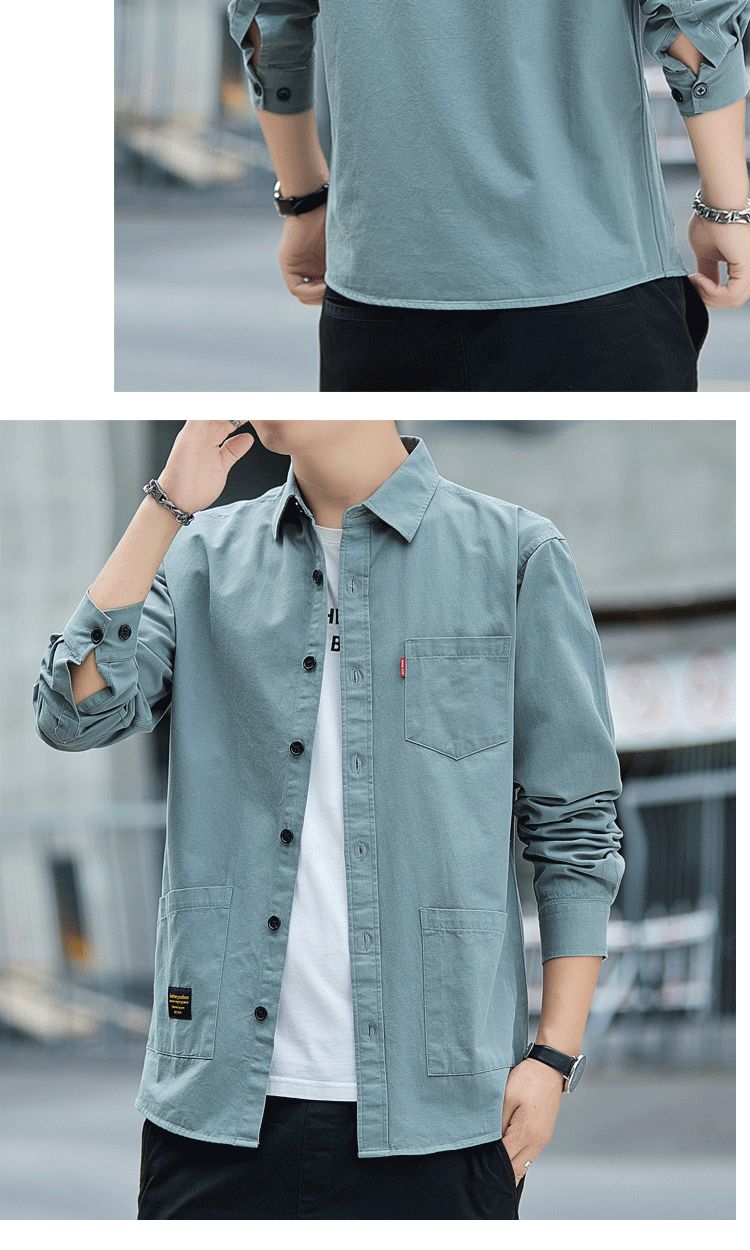 Cotton washed long sleeve cargo shirt men's jacket casual shirt men's wearBeautiful and generous